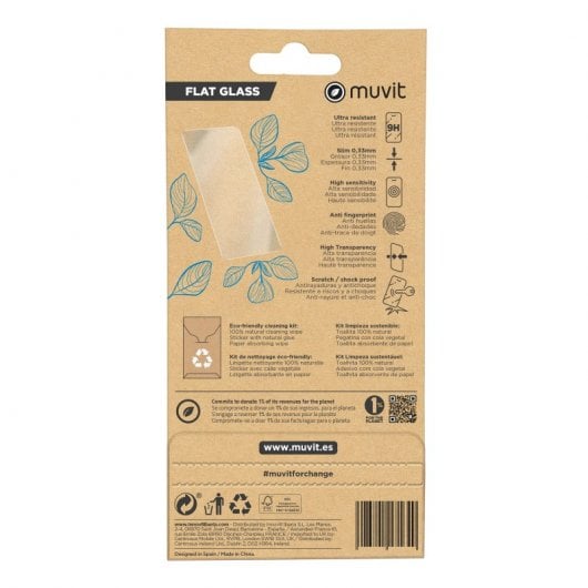 Muvit Recycletek Anti-Blue Light Flat Tempered Glass Protector für iPhone 15