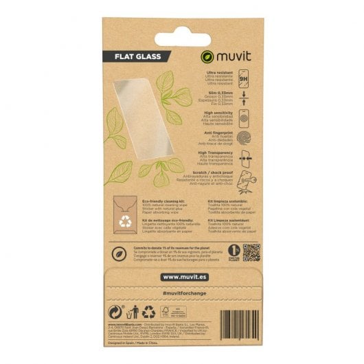 Muvit Recycletek Flat Tempered Glass Protector für iPhone 15 Plus