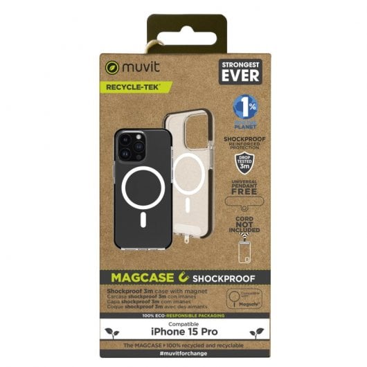 Muvit Funda Recycletek Magsafe Shockproof 3m Transparente para iPhone 15 Pro