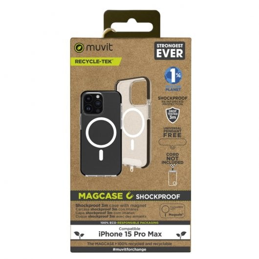 Muvit Funda Recycletek Magsafe Shockproof 3m Transparente para iPhone 15 Pro Max
