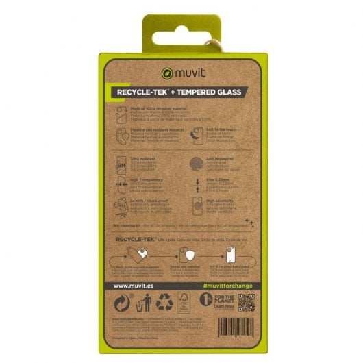 Custodia Muvit + cornice protettiva in vetro temperato piatto nero per iPhone 15