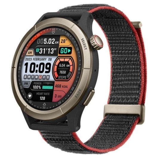 Amazfit Cheetah Pro Bluetooth GPS 46,5mm AMOLED Titane Beige Bracelet Nylon Gris Rouge Étanche 5ATM SpO2 Pulsomètre