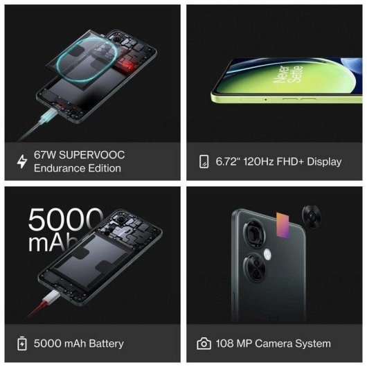 OnePlus Nord CE 3 Lite 5G 8GB 256GB 6.72" Cinzento Cromático