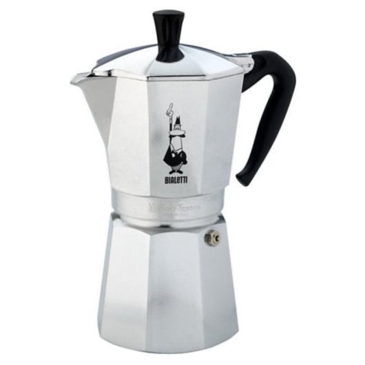 Cafetera Italiana Bialetti Moka Express 12 Tazas 0.775L Aluminio Plata Negro