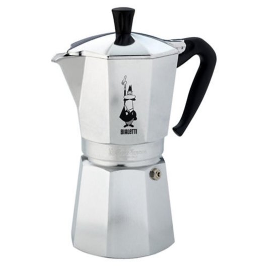Cafetera Italiana Bialetti Moka Express 12 Tazas 0.775L Aluminio Plata Negro