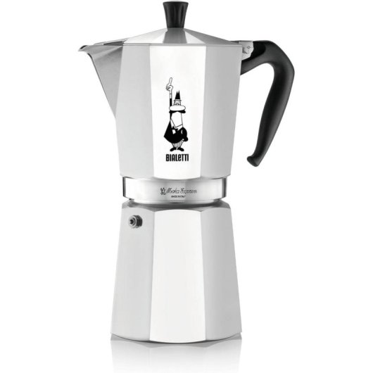 Cafetera Italiana Bialetti Moka Express 12 Tazas 0.775L Aluminio Plata Negro