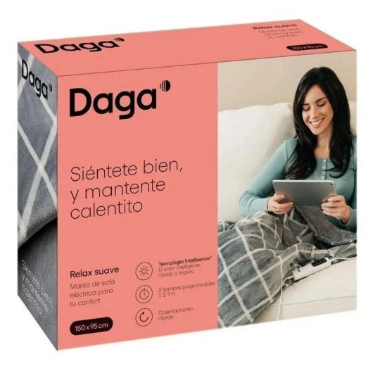 Daga Relax Suave Manta Elétrica 150 x 95 cm 150W Cinzento/Branco