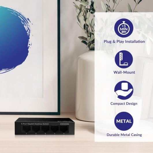 Robusto switch Gigabit a 5 porte SW5000M