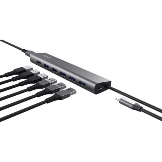 Trust Halyx HUB USB a 7 Puertos USB 3.2 Gris