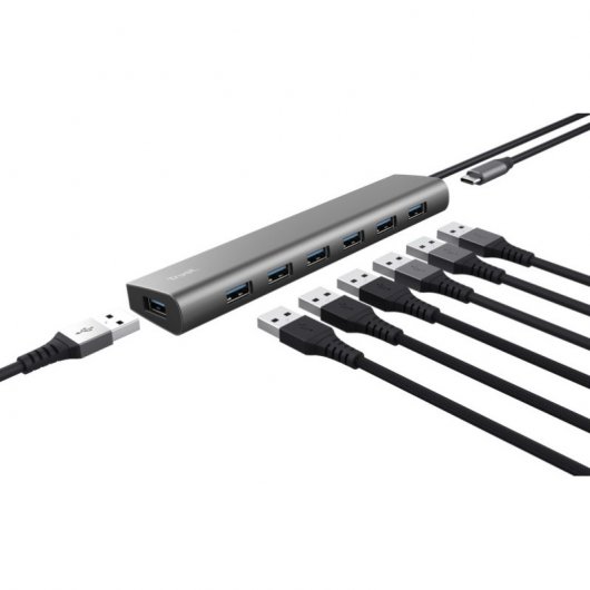 Trust Halyx HUB USB a 7 Puertos USB 3.2 Gris