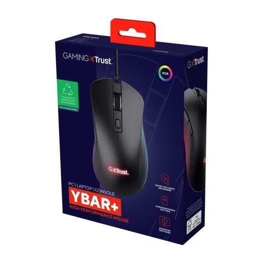 Ratón Trust GXT924 YBAR+ Cableado 25600 DPI RGB Negro 6 Botones