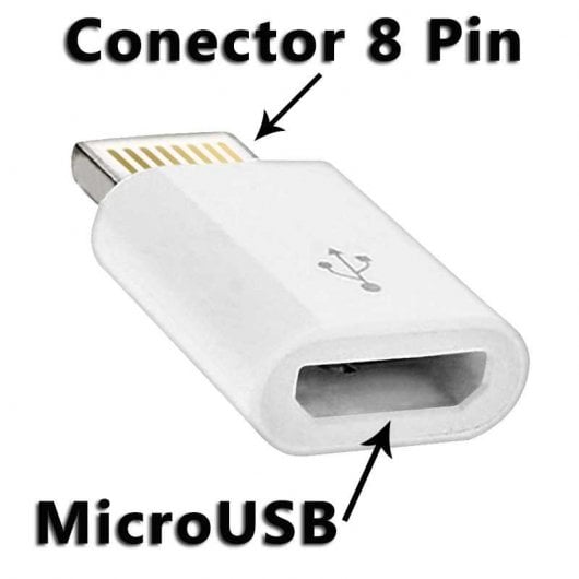 Ociodual Adaptador Conversor de Micro-USB a 8 Pines Blanco