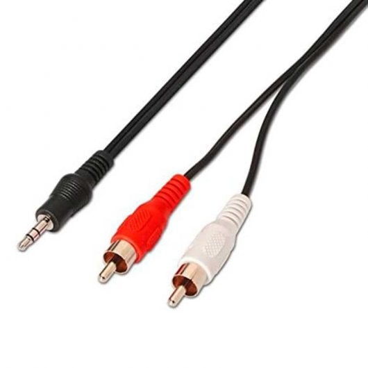 Nanocable 10.24.0303 Cable Adaptador Audio Jack 3,5mm a 2x RCA 3m Negro