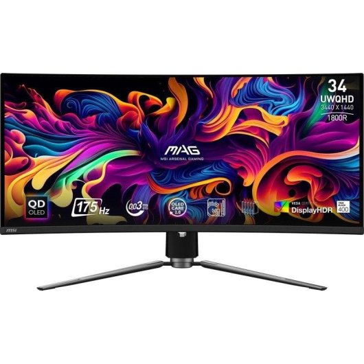 Monitor MSI MAG 341CQP QD-OLED 34" UWQHD 175Hz QD-OLED Curvo 0,03ms FreeSync Premium Pro