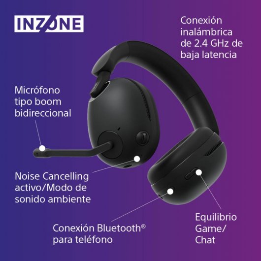 Sony INZONE H9 Auriculares Gaming Inalámbricos 7.1 con Cancelación de Ruido PC/PS5 Negro