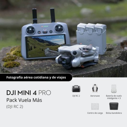 DJI Mini 4 Pro Pack Vuela Más Dron UltraHD 4K con Control Remoto DJI RC 2