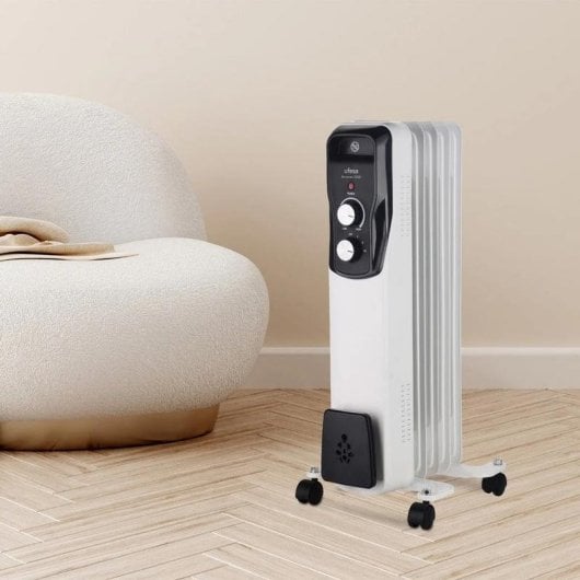 Radiador a Óleo Ufesa Antares 1000 1000W 5 Elementos Preto Branco