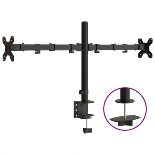 VidaXL Soporte para Monitor Doble Vesa 75/100 Mm Acero Negro