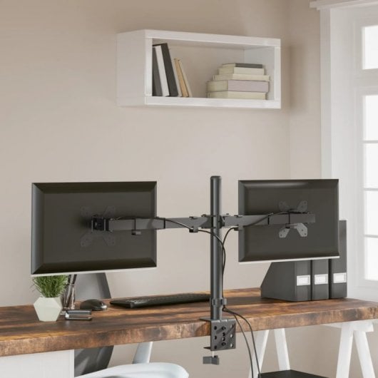 VidaXL Soporte para Monitor Doble Vesa 75/100 Mm Acero Negro