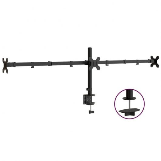 VidaXL Dreifach-Monitorständer Vesa 75/100 mm Schwarzer Stahl