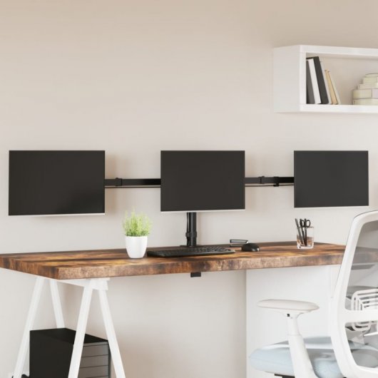 VidaXL Dreifach-Monitorständer Vesa 75/100 mm Schwarzer Stahl