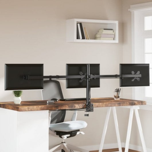 VidaXL Dreifach-Monitorständer Vesa 75/100 mm Schwarzer Stahl