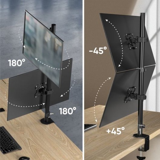 Onkron D208E-B Supporto per Due Monitor 13"-34" Verticale Nero