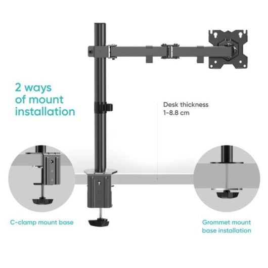 Onkron D121E-B Soporte Monitor 13"-34", 8kg max, VESA 75x75-100x100, Articulado, Negro