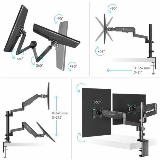Onkron G140-B Soporte de Escritorio Brazo Doble para Monitor de 13"- 32" Negro