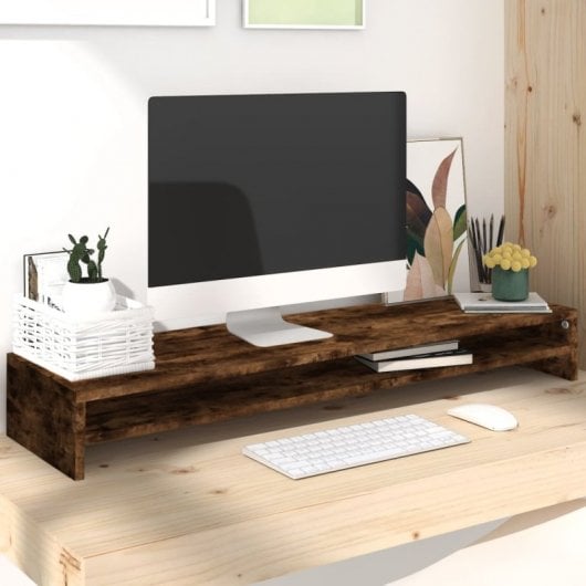 Vidaxl Support de moniteur en contreplaqué Chêne fumé