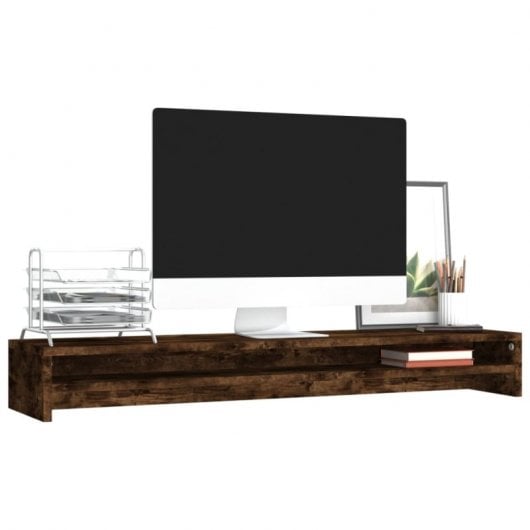 Vidaxl Support de moniteur en contreplaqué Chêne fumé