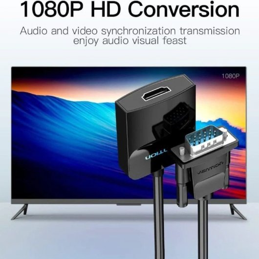 Vention ACNBB Cavo convertitore VGA maschio a HDMI femmina con audio 1080p 60Hz 15 cm Nero