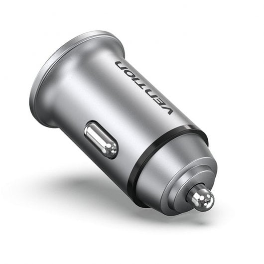 Vention FFFH0 Cargador de Coche 1xUSB-C + 1xUSB-A PD/QC4.0/QC3.0 30W Aleación de Aluminio Gris