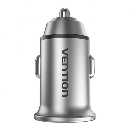 Vention FFFH0 Cargador de Coche 1xUSB-C + 1xUSB-A PD/QC4.0/QC3.0 30W Aleación de Aluminio Gris