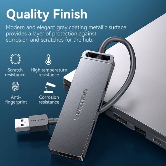 Vention CHLBB Hub 4xUSB 3.0/1xMicroUSB mit PowerDelivery-Ladestation