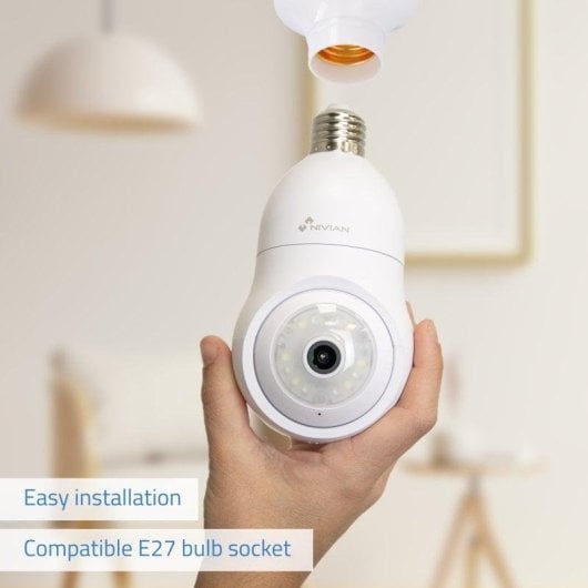 Überwachungskamera Nivian NVS-IPC-BULB1 2K Nachtsicht Innen und Außen KI-Erkennung Sprachsteuerung Zwei-Wege-Audio