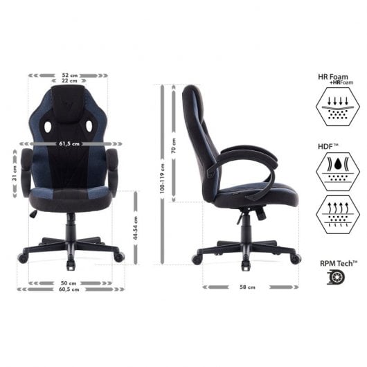 Sense7 Prism Tela Silla Gaming Negra/Azul