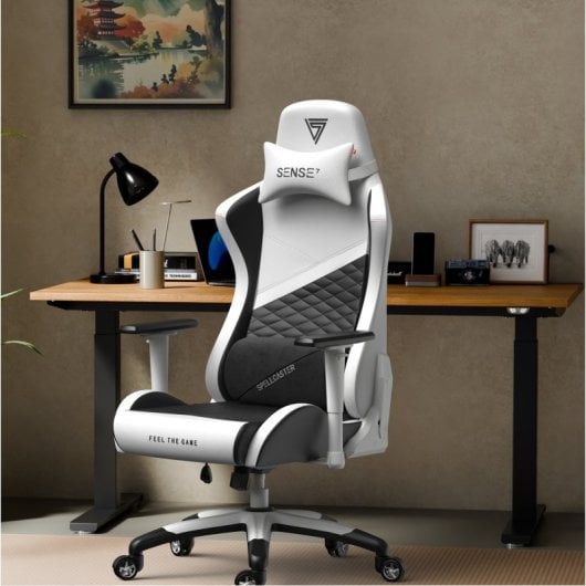 SENSE7 Spellcaster Senshi Edition XL Silla Gaming de Ecopiel Ergonómico Soporte Lumbar Blanca