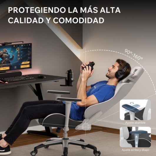 SENSE7 Spellcaster Senshi Edition XL Silla Gaming de Ecopiel Ergonómico Soporte Lumbar Blanca