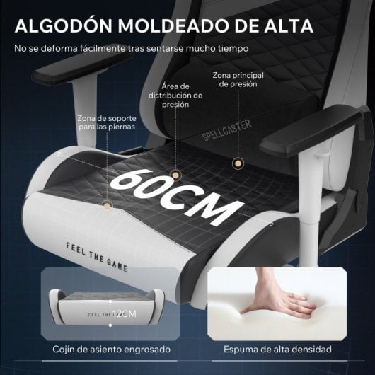 SENSE7 Spellcaster Senshi Edition XL Silla Gaming de Ecopiel Ergonómico Soporte Lumbar Blanca