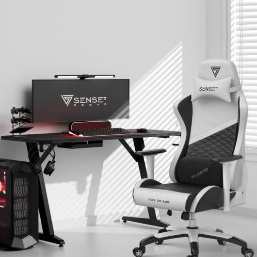 SENSE7 Spellcaster Senshi Edition XL Silla Gaming de Ecopiel Ergonómico Soporte Lumbar Blanca