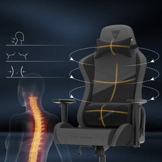 SENSE7 Spellcaster Senshi Edition XL Silla Gaming de Tela Ergonómico Soporte Lumbar Gris