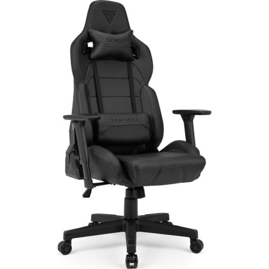 SENSE7 Sentinel Silla Gaming de Ecopiel Ergonómico Ajustable Soporte Lumbar Negra