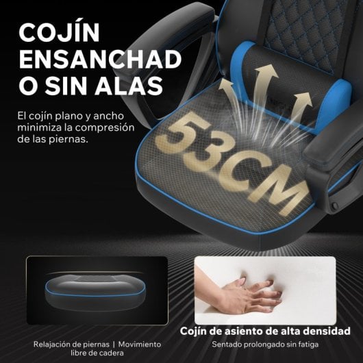 SENSE7 Knight Silla Gaming PU Ergonómico Soporte Lumbar Negra/Azul