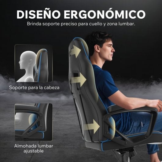 SENSE7 Knight Silla Gaming PU Ergonómico Soporte Lumbar Negra/Azul