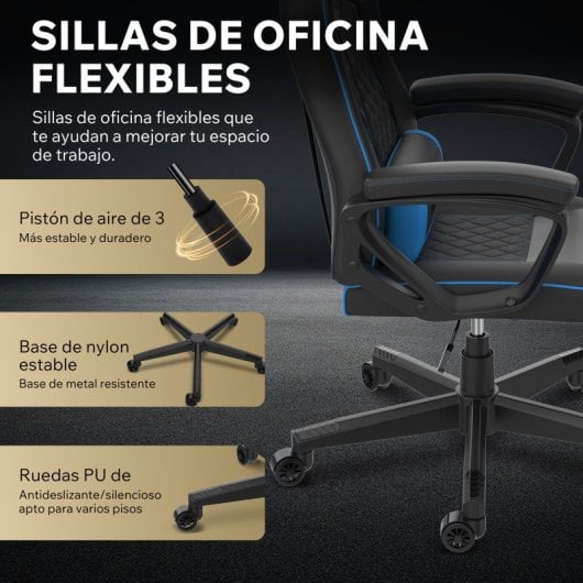 SENSE7 Knight Silla Gaming PU Ergonómico Soporte Lumbar Negra/Azul
