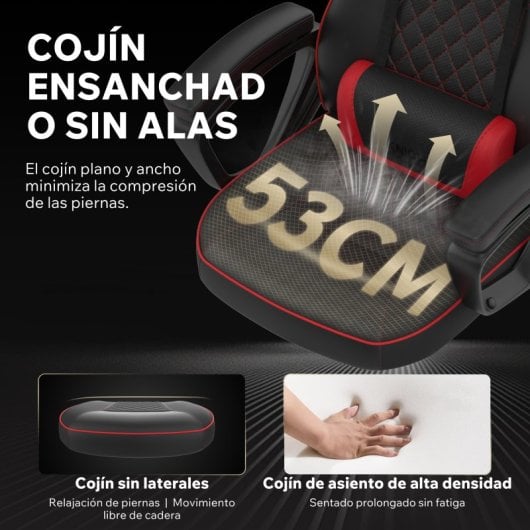 SENSE7 Knight Silla Gaming de Ecopiel Ergonómico Soporte Lumbar Negra/Roja