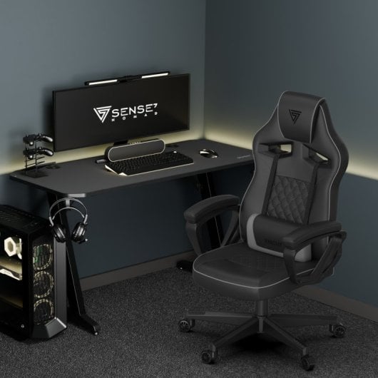 SENSE7 Knight Silla Gaming de Ecopiel Ergonómico Soporte Lumbar Negra/Gris
