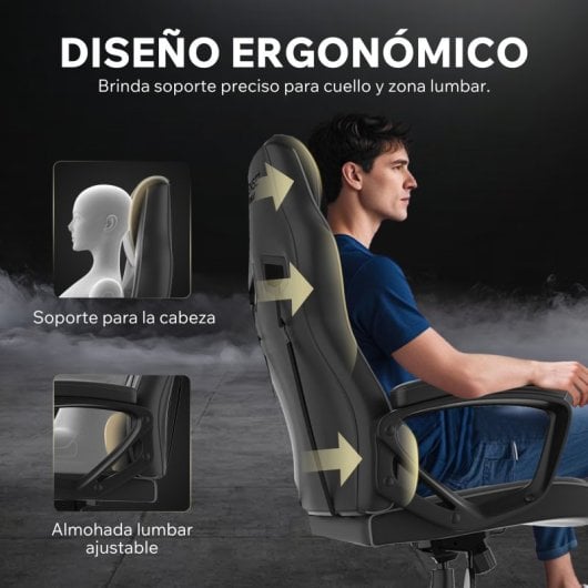 SENSE7 Knight Silla Gaming de Ecopiel Ergonómico Soporte Lumbar Negra/Gris