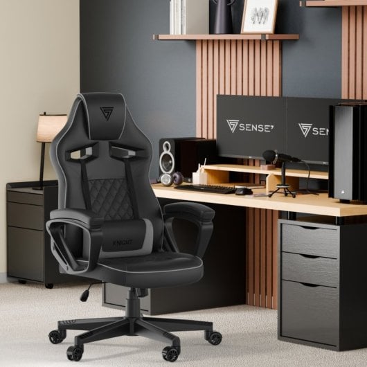 SENSE7 Knight Silla Gaming de Ecopiel Ergonómico Soporte Lumbar Negra/Gris